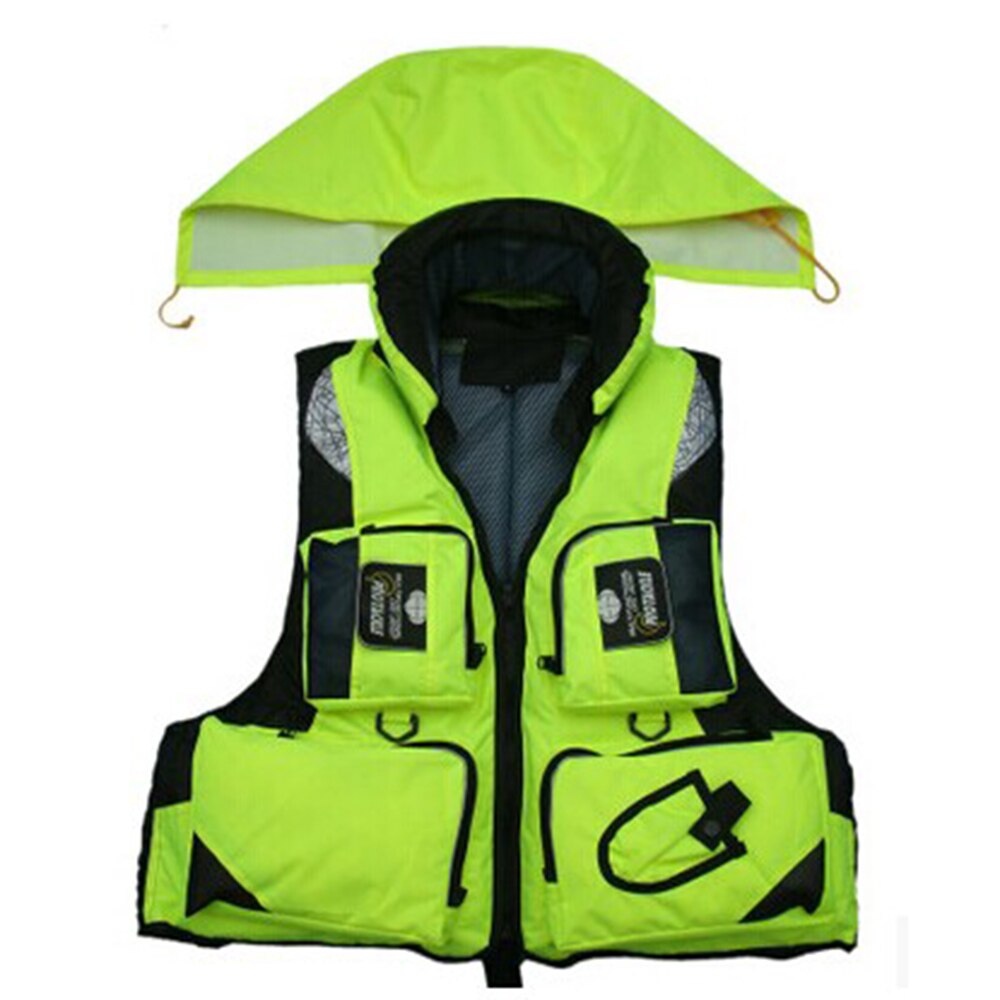 M-XXL colete salva-vidas profissional colete de pesca poliéster adulto segurança colete salva-vidas sobrevivência natação barco à deriva: Fluorescent green / XL(75-85KG)