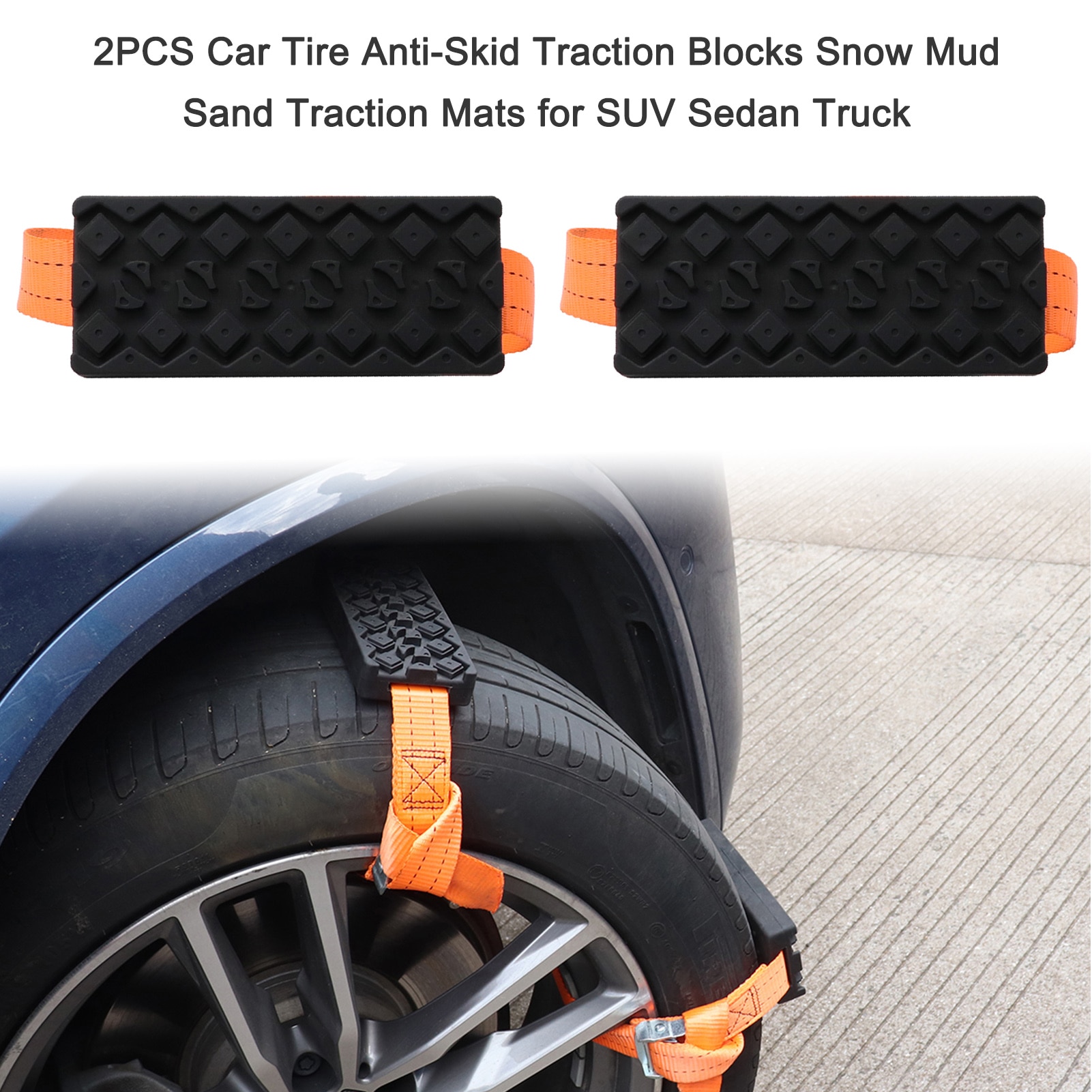 2 stk bildæk antiskrid trækkraft blokke sne mudder sand trækkraft måtter til suv sedan