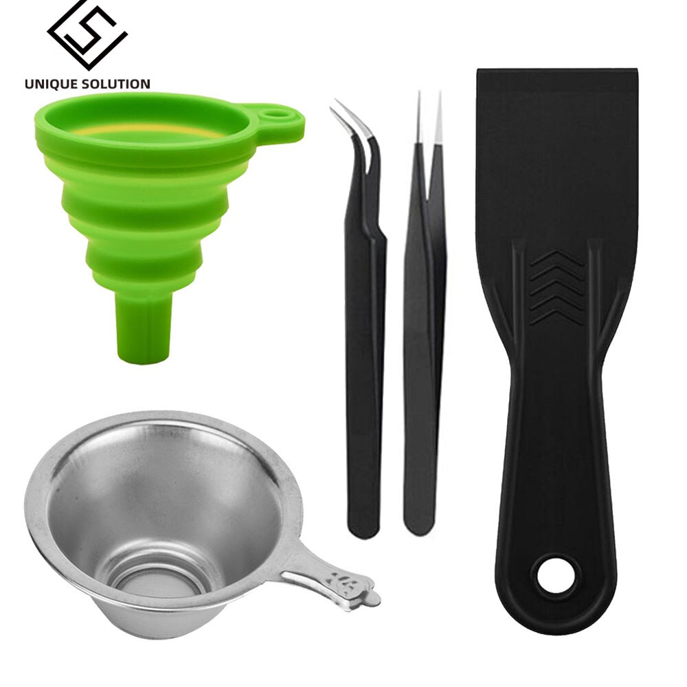 Metall UV Harz Filter Tasse + Silizium Trichter + 2 pinzette + SLA Harz Spezielle werkzeug schaufel für ANYCUBIC Photon DLP teile 3D Drucker teile: green