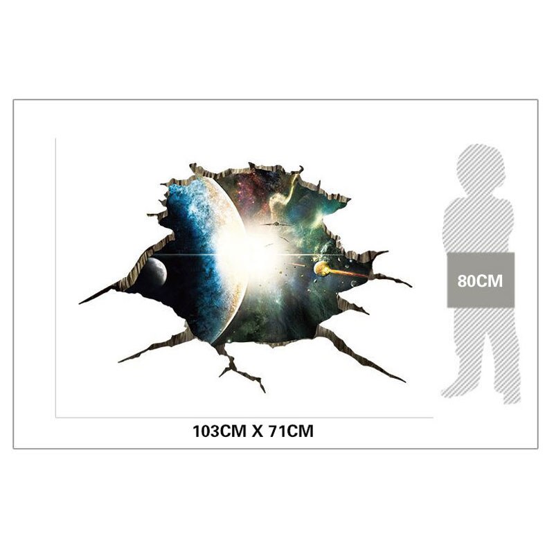 Outer Space Planeet 3D Floor Sticker Autocollant Muurschildering Muurstickers Home Decor Woonkamer Plafond PVC Muurstickers