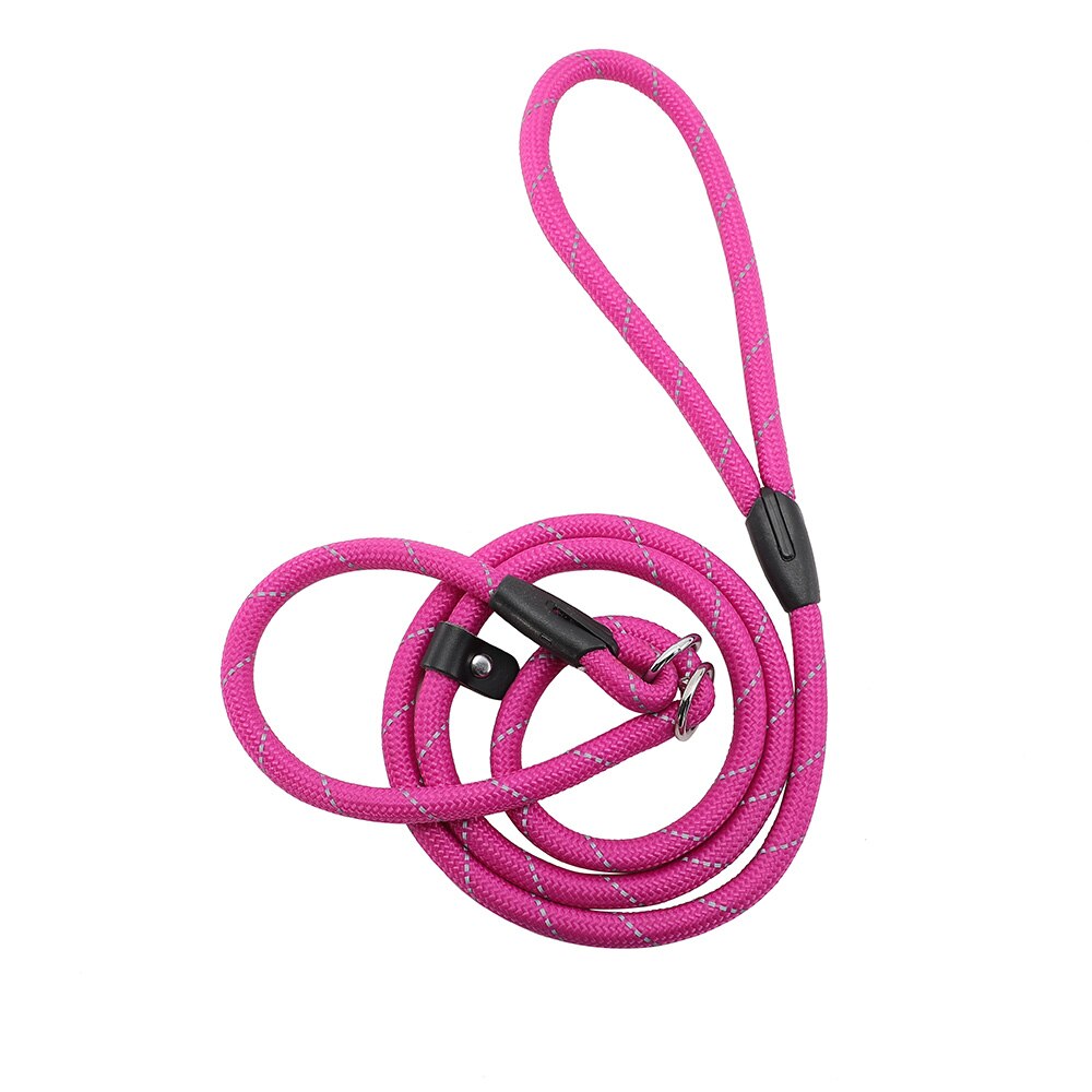 Reflecterende nylon hondenriem nachtveiligheidstrekkoord met hondenriem kleine en middelgrote grote hondenuitlaatbenodigdheden tractie: Rozenrood