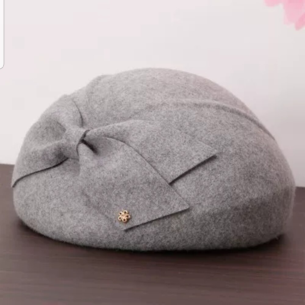 Elegante Wollen Boog Fedora Hoeden Lady Britse Stijl Soft Vilt Cap Vrouwen Wedding Party Hoed Vintage Cocktail Mode Derby fedora: 6
