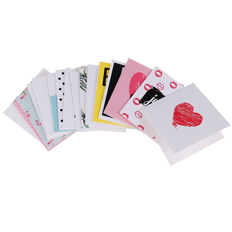 Nuovo 10 pz/impostato biglietti d'auguri di compleanno dei cartoni animati cartolina di capodanno in bianco mini cartoline creativo carta di san valentino di natale 8x8cm