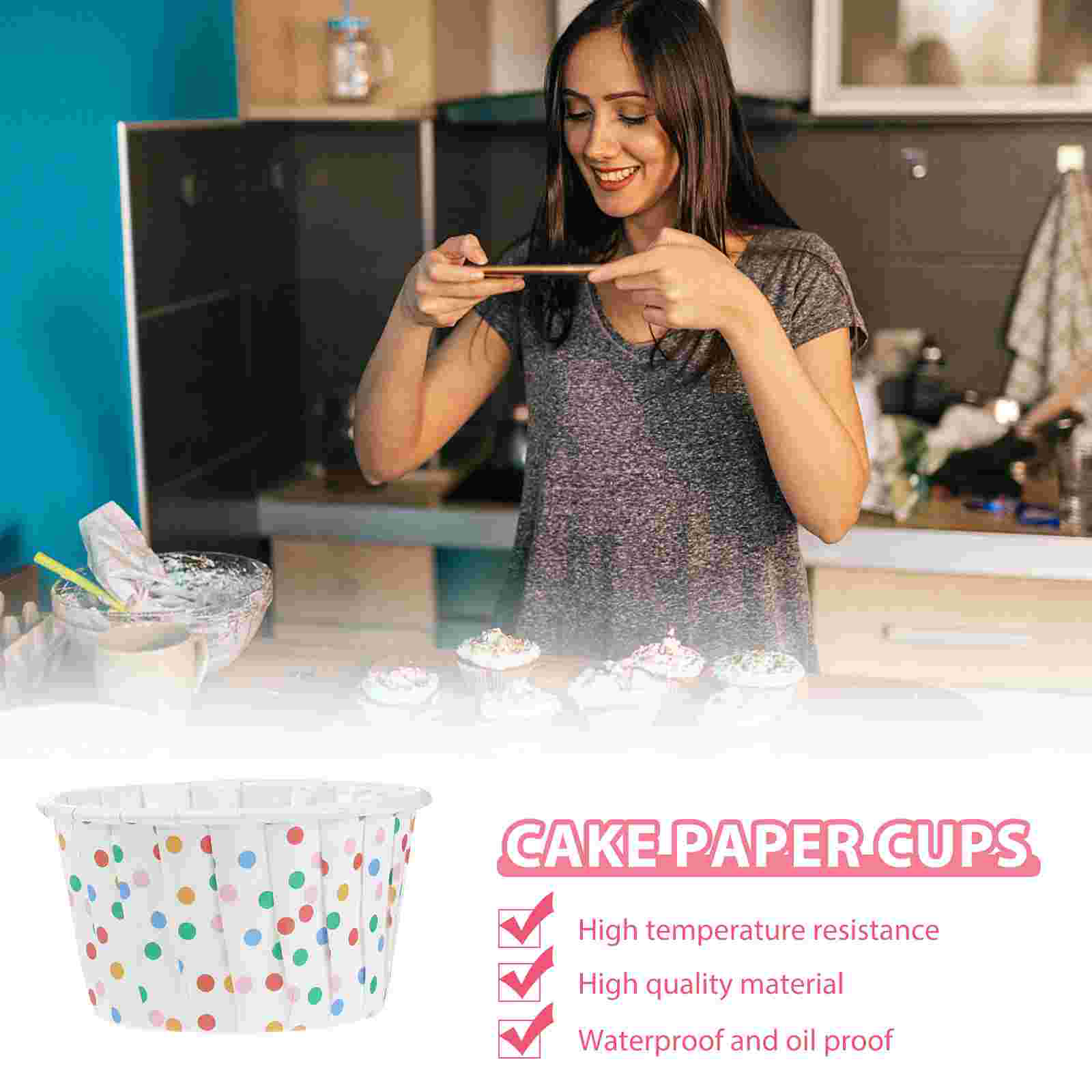 100pcs Paper Ice Cream Cups Disposable Cake Cup Dessert Bowls Party Supplies for Baking Wedding Birthday (Colorful)