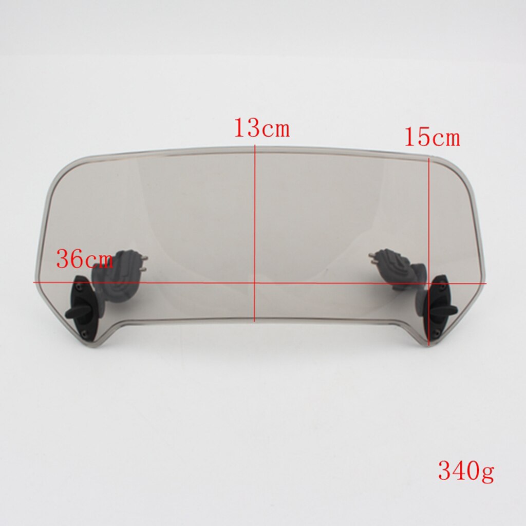 360mm Motorcycle Windshield Extension Spoiler Air Wind Deflector Windscreen Wind Cold Protector Rain Guards, Smoke