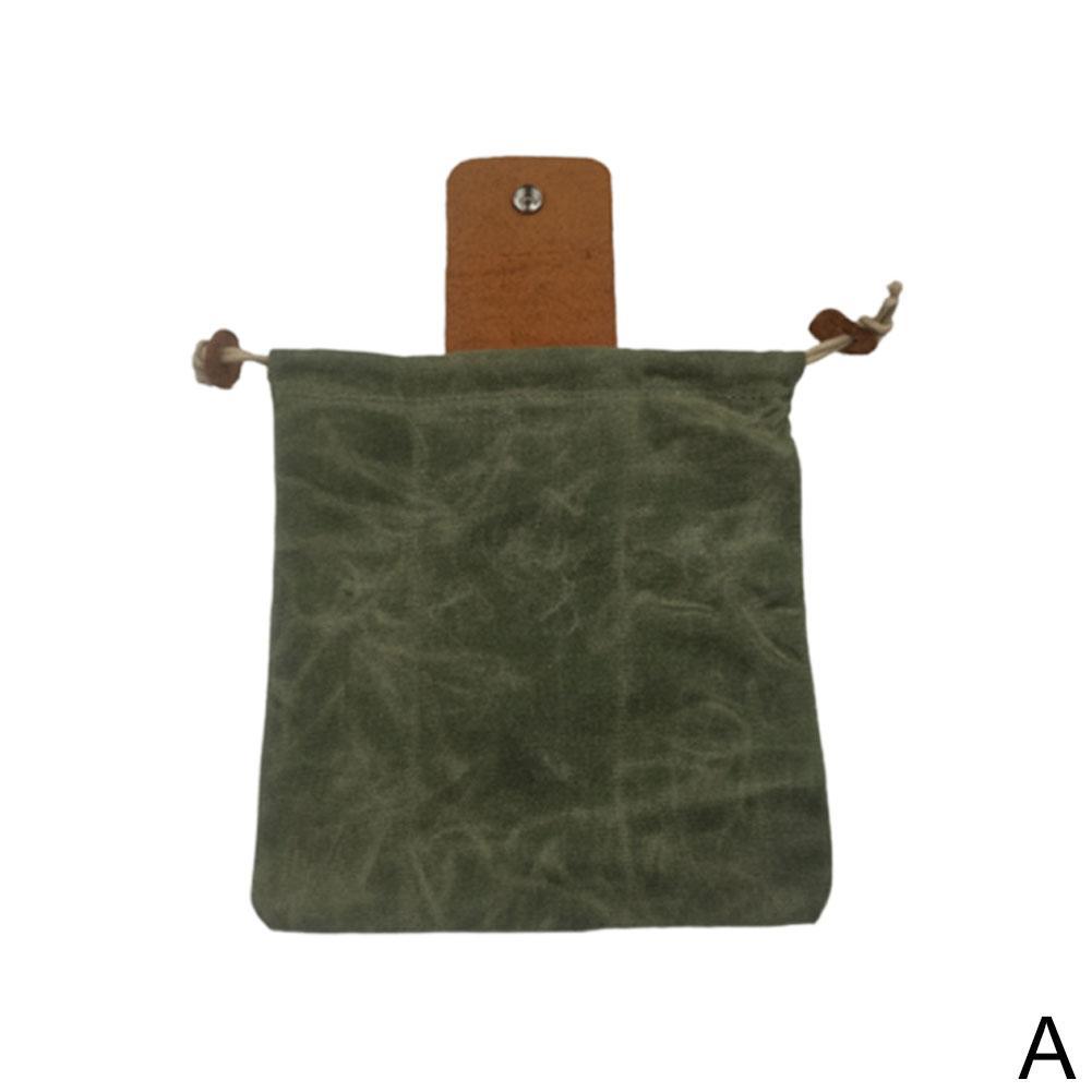 Leather and Canvas Bushcraft Bag Garden Fruit Picking Bag Outdoor Camping Storage Bag Waist Hanging Tool Bag: Army Green