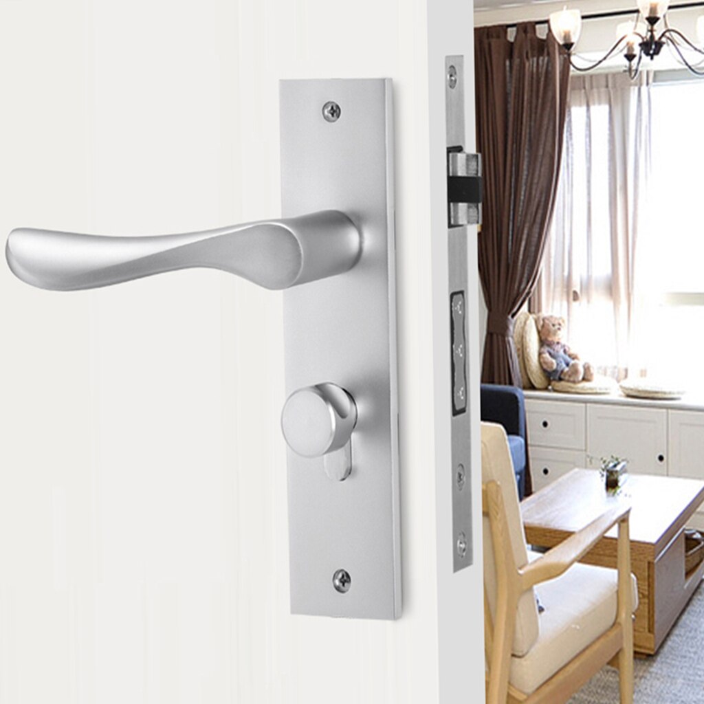 Door Handle Lock Front Back Lever Lock Bathroom Bedroom Door Handles #1