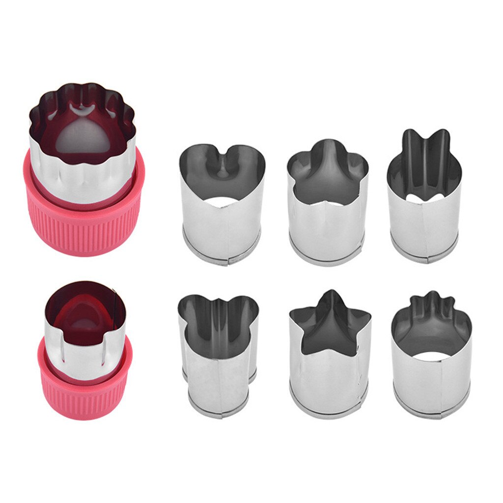8 Stuks Groente Cutter Mould Fruit Slicer Fondant Cake Cookie Plunger Bloemen Ster Vorm Baksel Mold Verdelers Gereedschap: Red