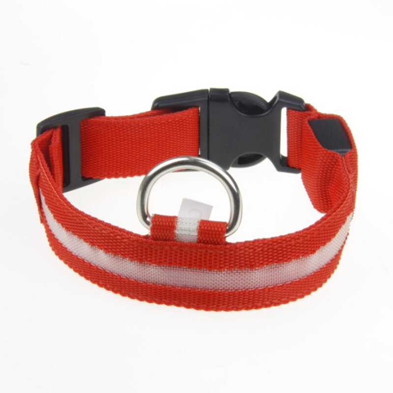 Nylon LED Dog Collar Light Night Safety LED Flashing Glow Pet Supplies Pet Cat Collars Dog Accessories for Small Dogs Collar LED: Red / M