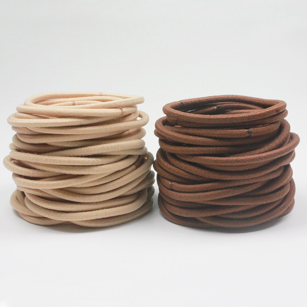 100 stücke Schwarz Haar Bands 3MM Dicke Haar Krawatten Frauen Mädchen Haar Zubehör Für Dickes Haar Kaugummi Scrunchies Pferdeschwanz Halfter 5CM: Braun hell Braun