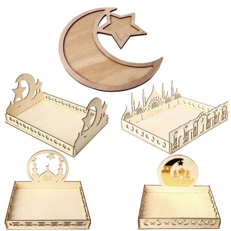En bois Eid moubarak fête Ramadan fête Service alimentaire vaisselle Dessert pâtisserie plateau présentoir décoration