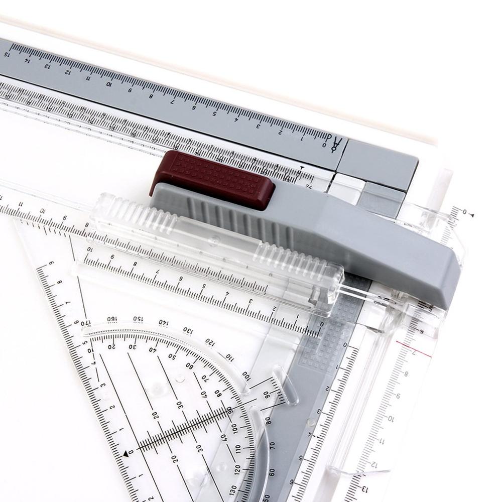 Architect A3 Drafting Drawing Board Ruler Table Adjustable Angle Art Draw Tool Set with 2 Parallel Rulers and Corner Clips
