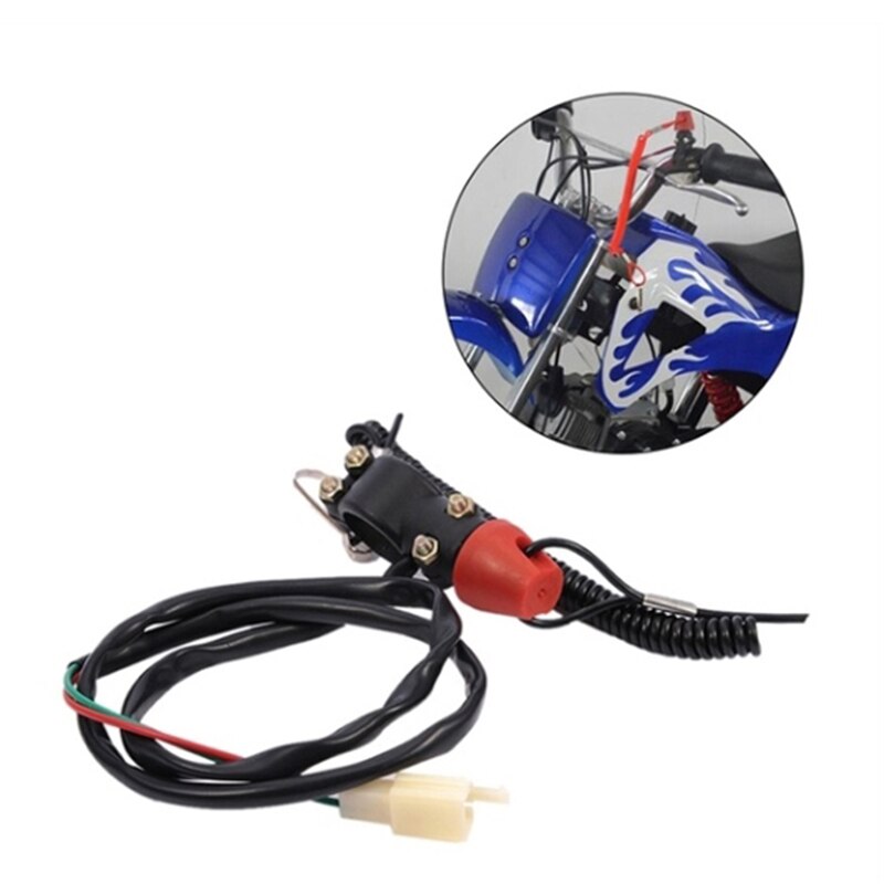 Universal Motorcycle Emergency Cut-Off Flameout Trainer Schakelaar Buitenboordmotor Motor Stop Schakelaar Veiligheid Tether Koord Lanyard