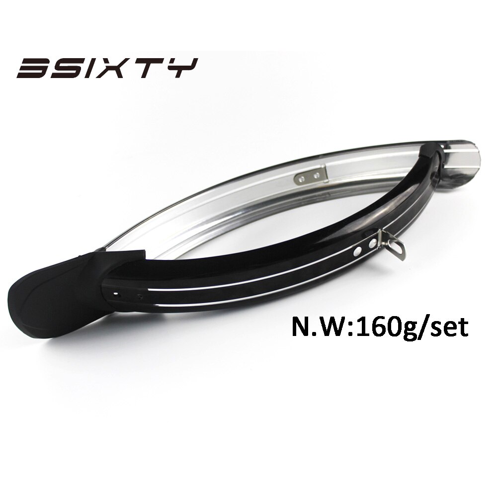 3SIXTY Bicycle Fender for Brompton Bike Front &amp; Rear Mudguard Fender Kit with Q Rack Black: Black No Rack