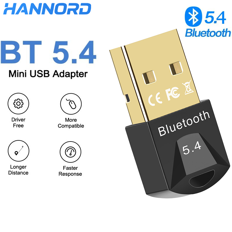 Hannord Bluetooth 5.4 Adapter Dongle Receiver Audio Bluetooth Wireless USB Adapter for Speaker Mouse Keyboard Audio Transmitter