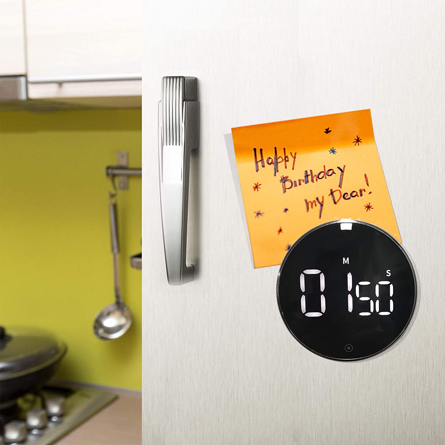 OVEKI LED Digital Kitchen Timer for Cooking Stopwatch Magnetic Electronic Countdown Alarm Clock Timer with Brightness Switch