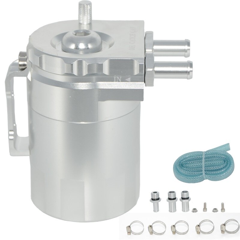 Aluminium déflecteur universel voiture huile attraper peut réservoir réservoir noir/rouge/bleu/argent: Silver