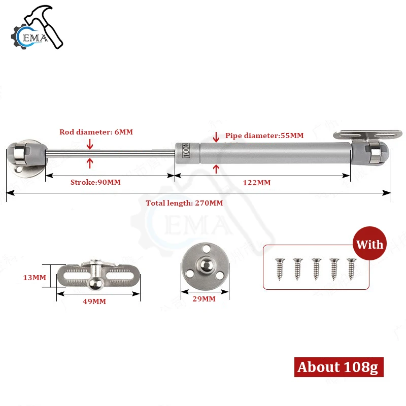 Skåpdörr gasfjädergångjärn 2kg-20kg köksskåp hydrauliska gångjärn fjäderben lockstöd låda möbelbeslag