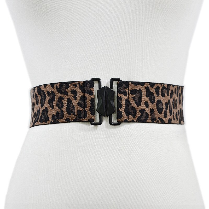 Belts for Women Simple Elastic Waist Seal Leopard Print Decorative Waist Wide Ladies Belt Black Leopard Print 5cm: Flower leopard grain