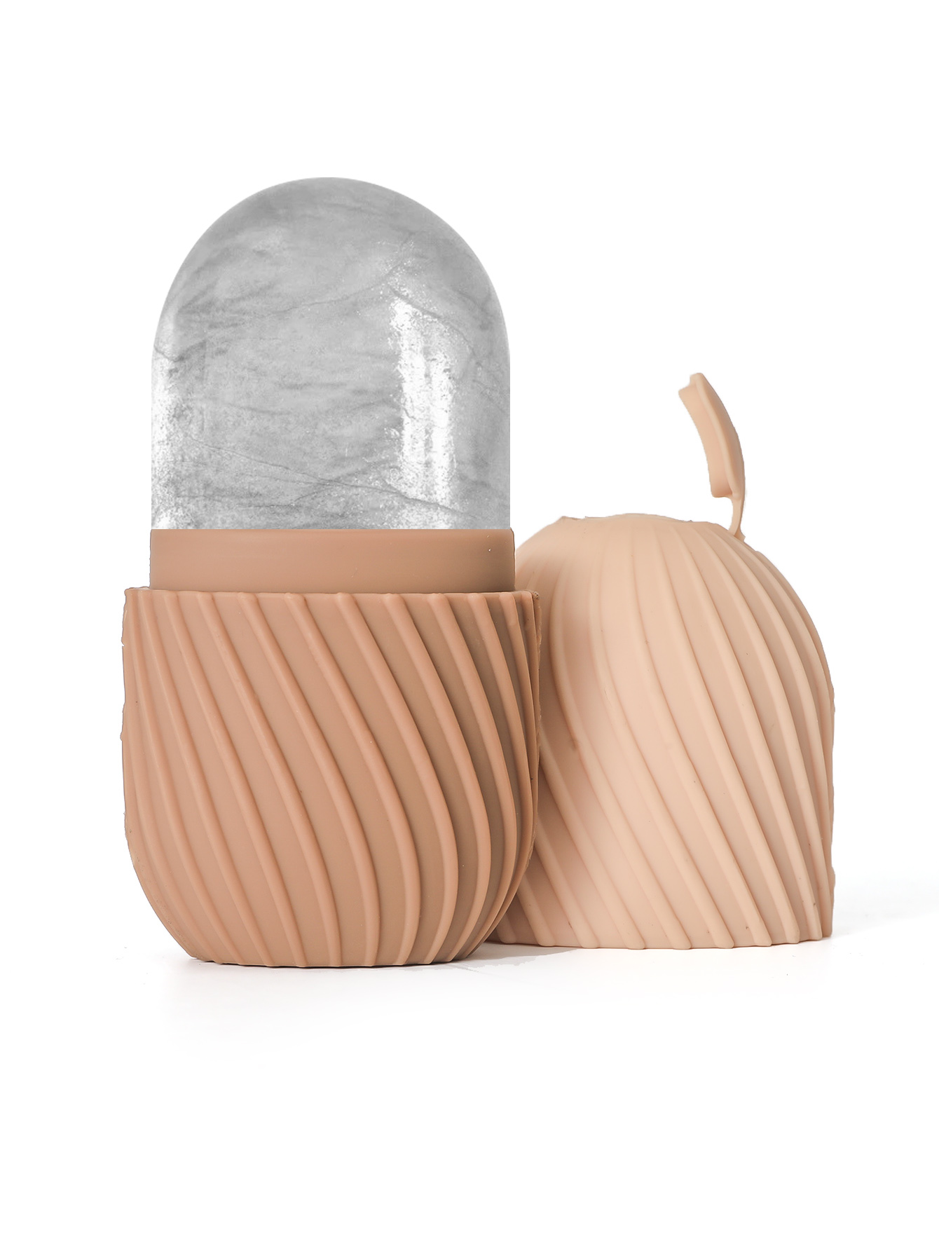 Rodillo Facial de hielo, cubo de hielo, masaje de belleza, molde de hielo de silicona para hinchazón de ojos, rodillo Facial de hielo, reduce los poros: Rojo