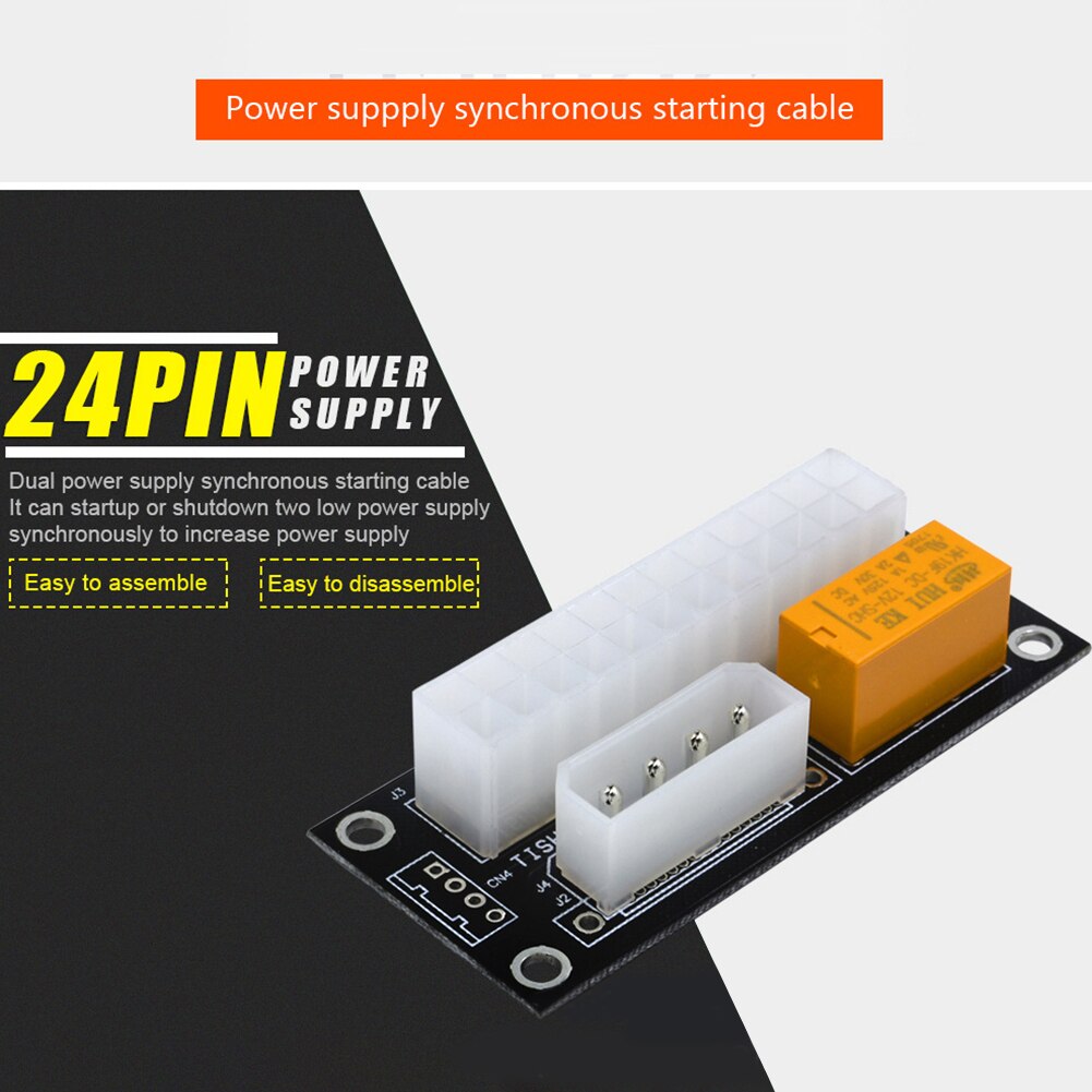 1/5/10pcs PC Block Synchronizer Add2psu ATX 24Pin to 4 Pin / SATA Dual PSU Power Supply Sync Adapter Connector Riser Cable