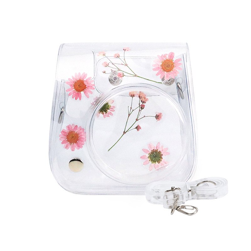 Für Fujifilm Instax Mini 11 9 8 transparent Kamera fallen Schutzhülle Tragen Tasche Abdeckung mit Schulter Gurt: Rosa