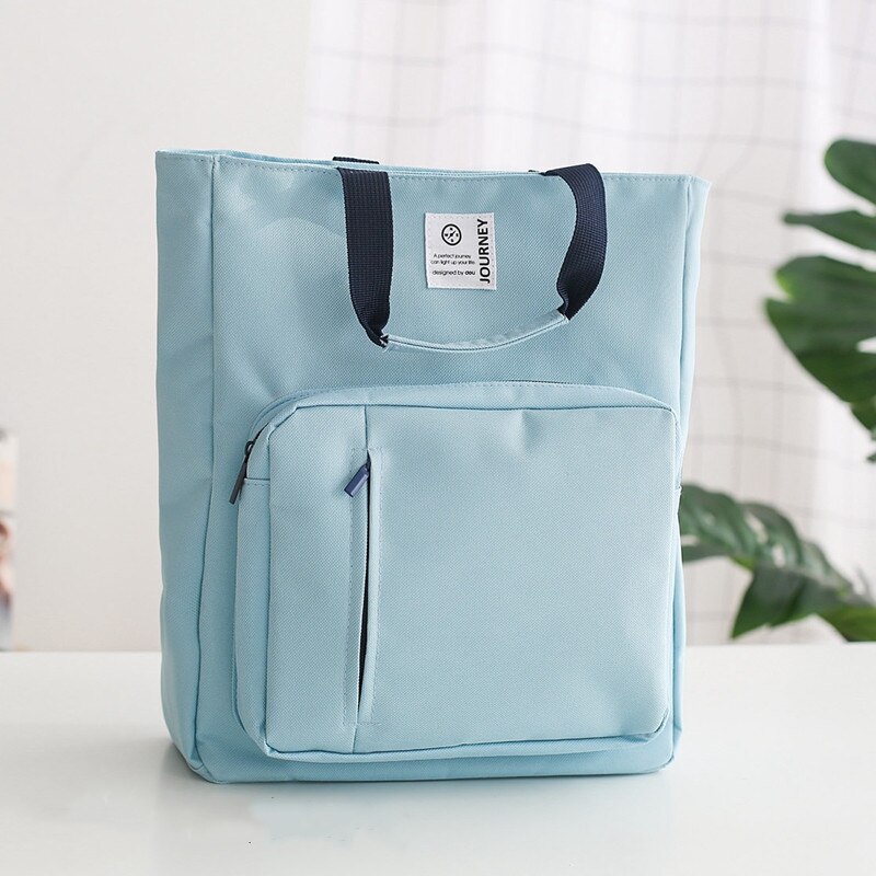 Canvas A4 File Folder Document Book Bag Desk Paper Organizer Storage Handbag For Students School Office Stationery: Style A light blue