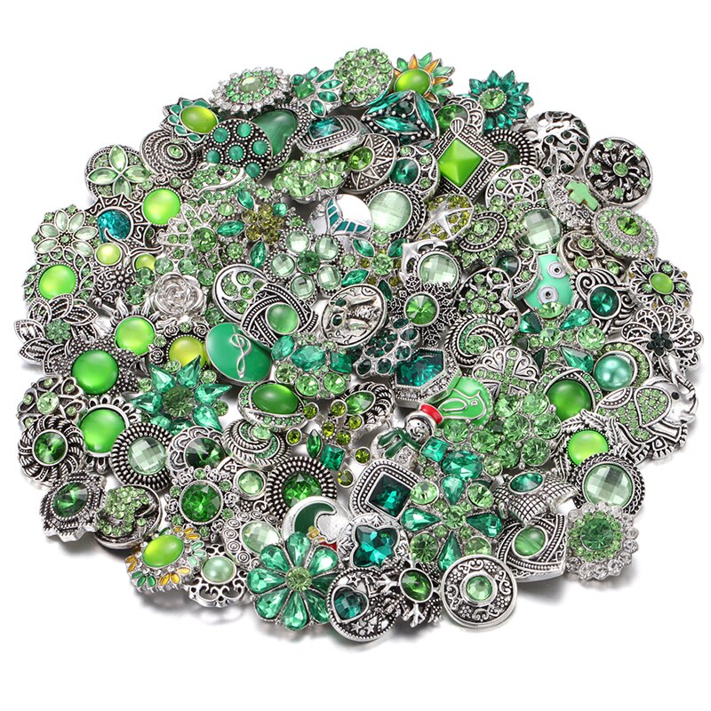 10pcs/lot 18mm Snap Jewelry Mix Many Styles 18mm Metal Snap buttons buttons Rhinestone Snaps Jewelry Bracelet: 14