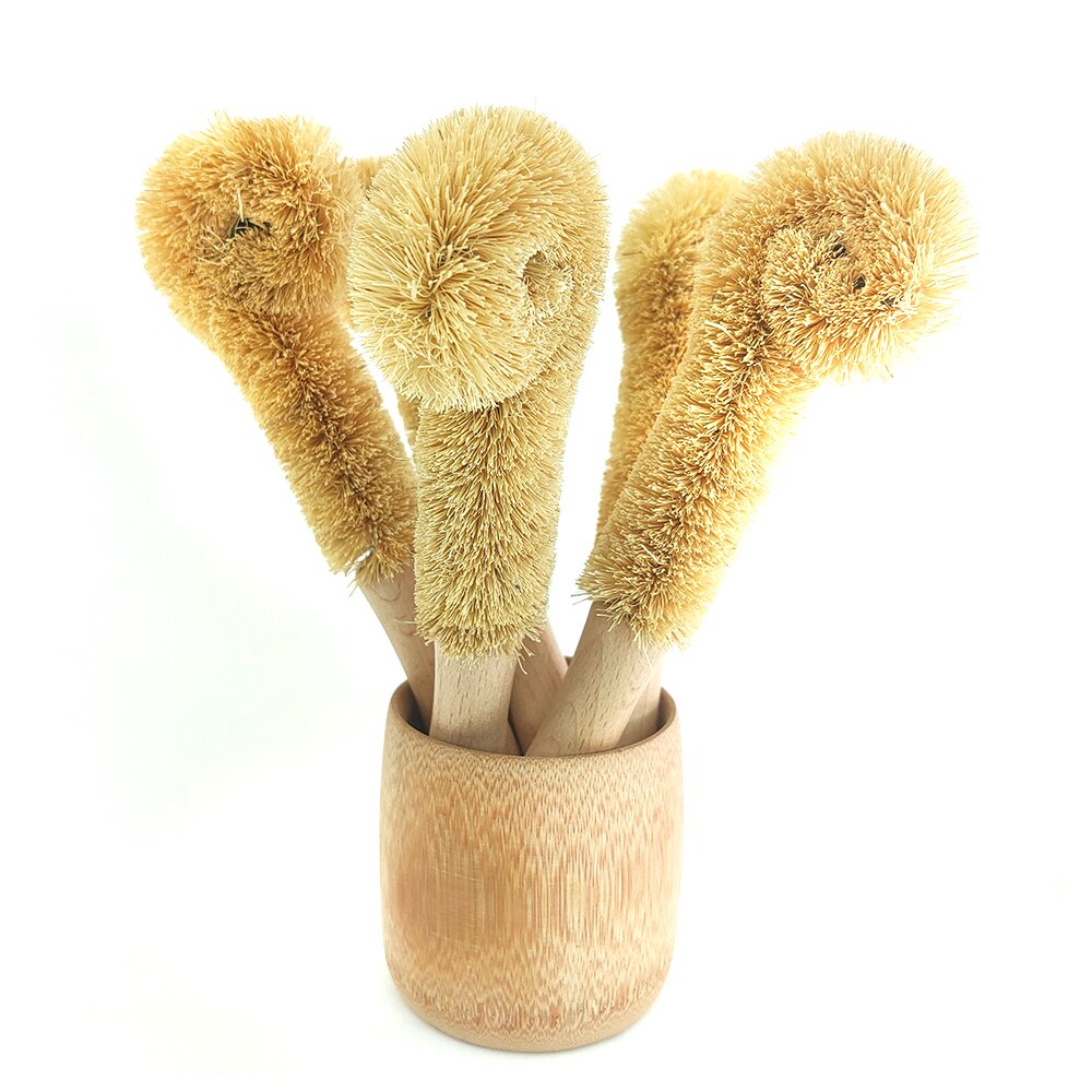 Coconut fiber Brown Kitchen Cleaning Brush Natural Coir Brush hemp fiber non-stick skillet brush dish washing bottle cleaner