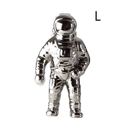 florero de cerámica escultura astronauta robot cohete hombre espacial estatua cosmonógrafo decoración del hogar para decoración de mesa artesanal: Silver L