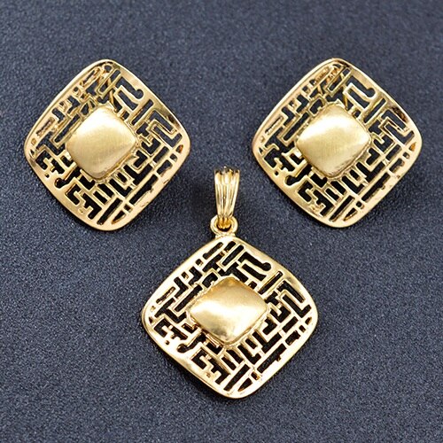 ZEA Dear Jewelry Classic Square Jewelry Set For Women Necklace Earrings Pendant Big Jewelry Findings For Party: Earrings Pendant