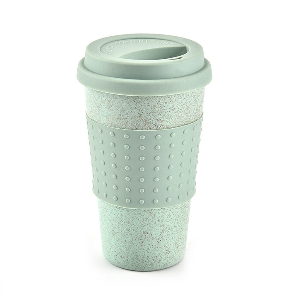 Tarwe Stro Plastic Koffie Cups Reizen Koffie Mok Met Deksel Reizen Gaan Cup Portable voor Outdoor Camping Wandelen picknick: Groen