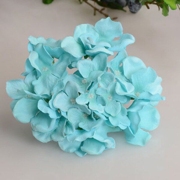 Flores artificiais da seda da flor do buquê da hortênsia com haste livre para o presente da decoração do casamento da casa jan88: tiffany blue
