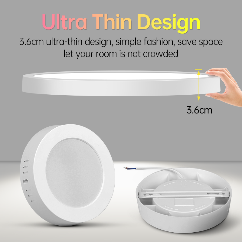Cy 3.6Cm Ultradunne Led Plafondlamp Pancel Licht 10W 15W 20W 30W Ronde Vierkante Led Plafondlamp Voor Slaapkamergang 110V 220V