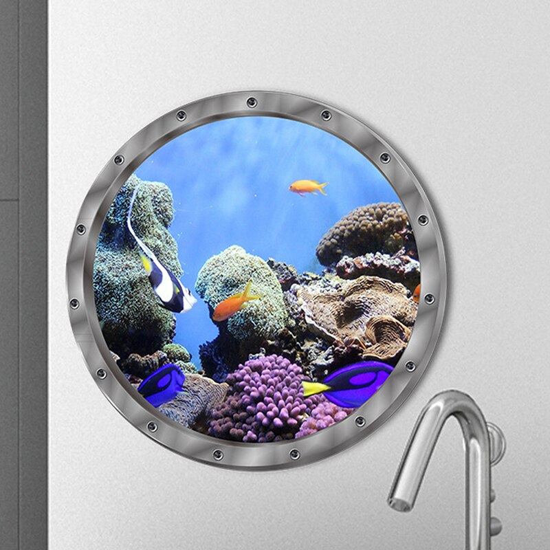 1PC Underwater Fish Wall Stickers Waterproof Dolphin Turtle Sticker for Washing Machine Decoration for Bathroom Decals PVC