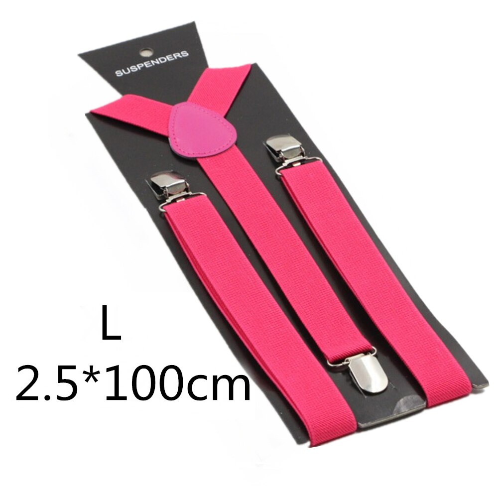 Vanhemmille ja lapsille viininpunaiset henkselit miehille naisille pojille tytöille joustavat säädettävät lasten henkselit unisex lapsille aikuisille vaatteet asusteet: Kuuma pinkki -100cm