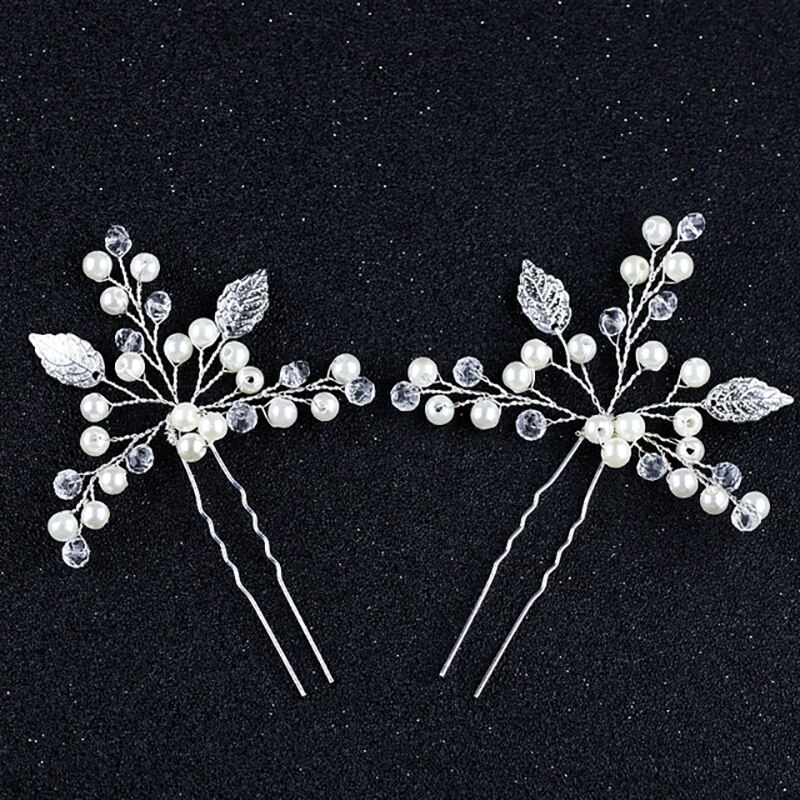 Horquillas para el pelo de oro y plata Vintage para mujer, tocado hecho a mano, tocado para banquete, accesorios para el cabello nupcial para boda, , 3 uds.: Plata