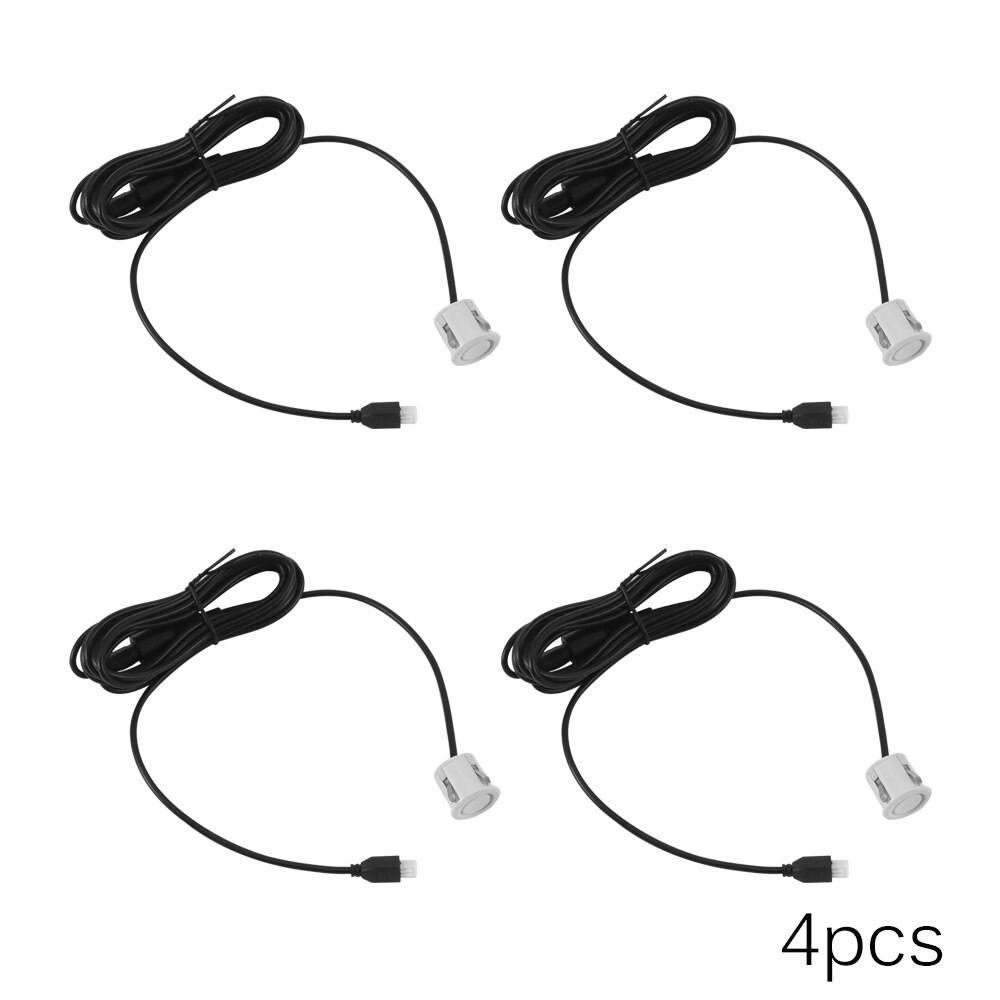 4pcs 19mm 12V Car Parking Sensor Kit Reverse Backup Sensors Buzzer Sound Alert Indicator Probe System Practical: White