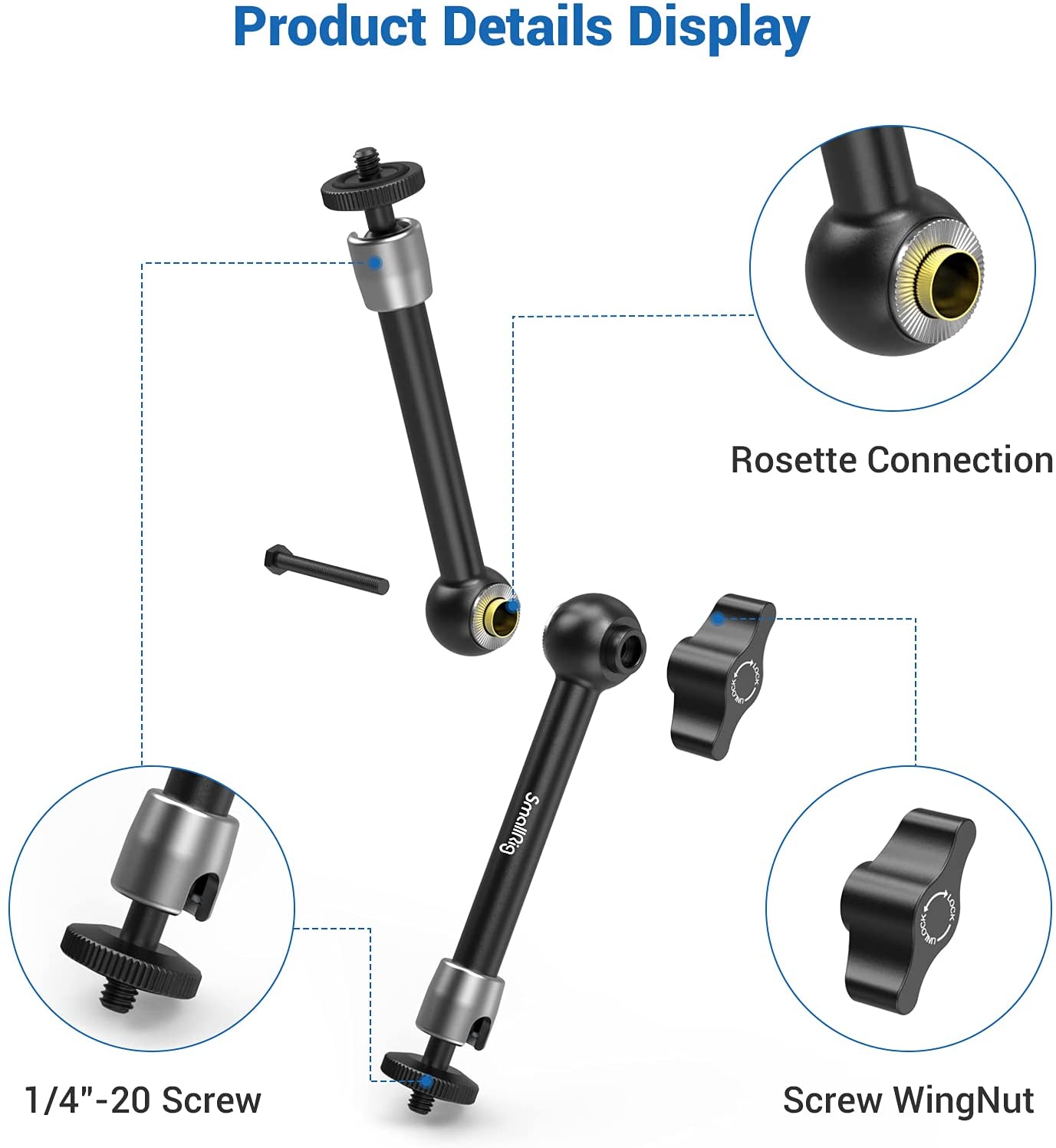 Smallrig Dslr Camera Rig 9.5 Inch Scharnierende Magic Arm Verstelbare Monitor Zoeker Ondersteuning Met 1/4 Schroef 2066