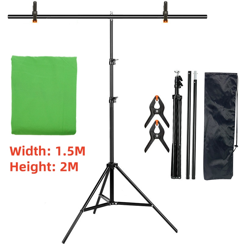 T-Shape Backdrop Stand Kit with Background Cloth Video Chroma Key Green Screen Frame Stand For Photography Photo Studio Props: Lavender