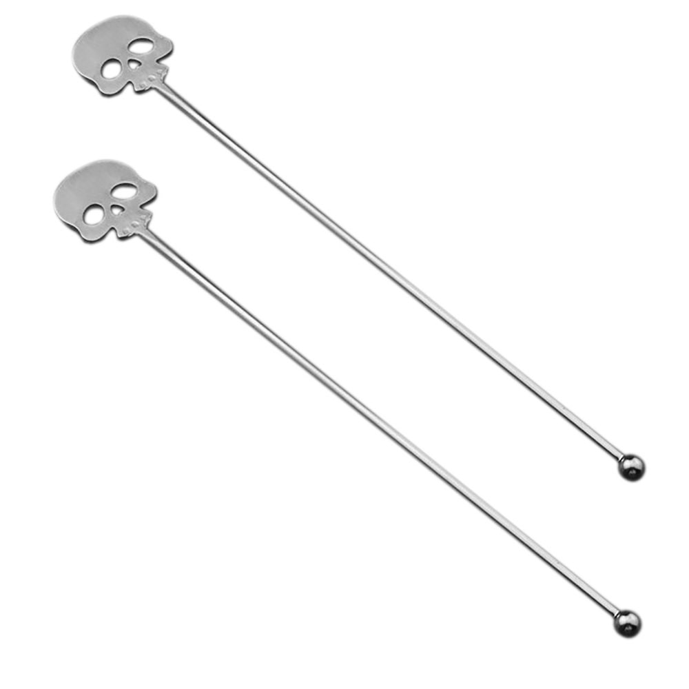 Stainless Steel Cocktail Bar Skull Pattern Drink Shaker Muddler Stirrer Twisted Mixing Spoon Kitchen tableware Bar tool: Default Title