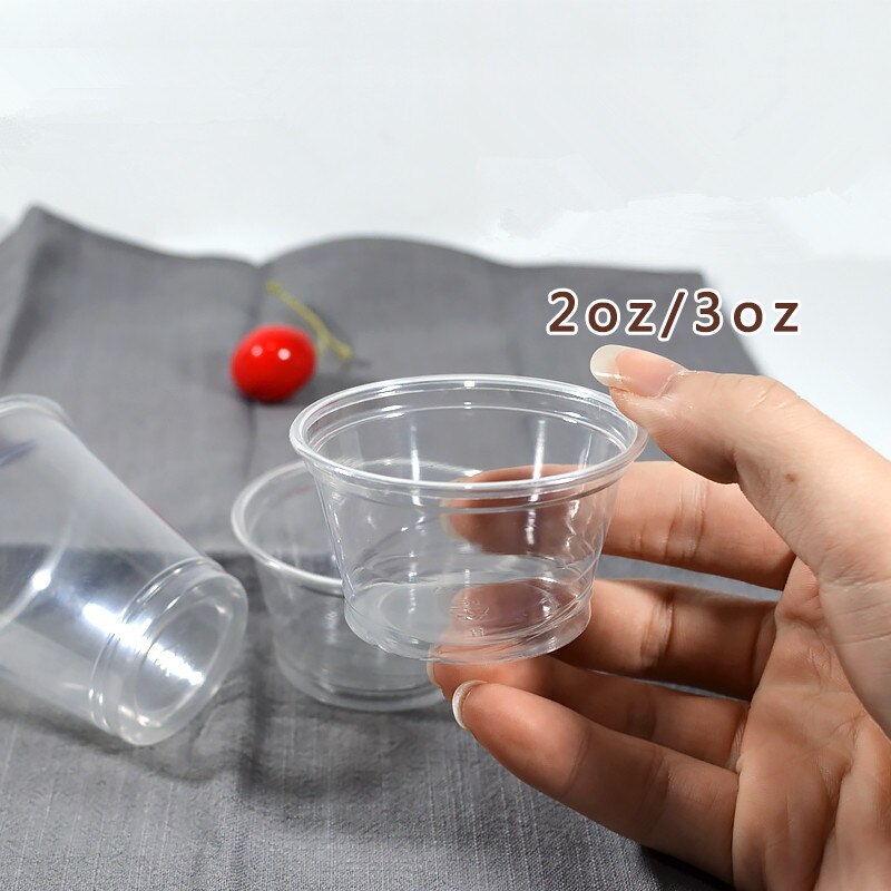 100pcs transparent taste cup 20ml 50ml 100ml 200ml PET small round pudding yogurt fruit salad plastic cup with lid