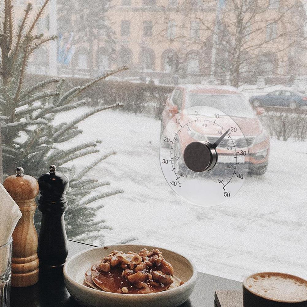 Cirkulært gennemsigtigt udendørs vindue termometer temperaturværktøj vejrstation  u3 u 5