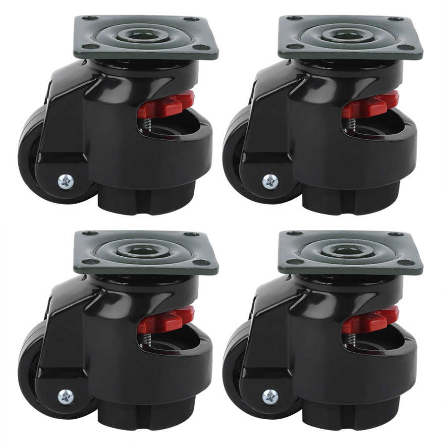 4pcs Black Nylon Level Adjustment Caster GD-40F Heavy Duty Industrial Roller Wheel Leveling Caster Wheels