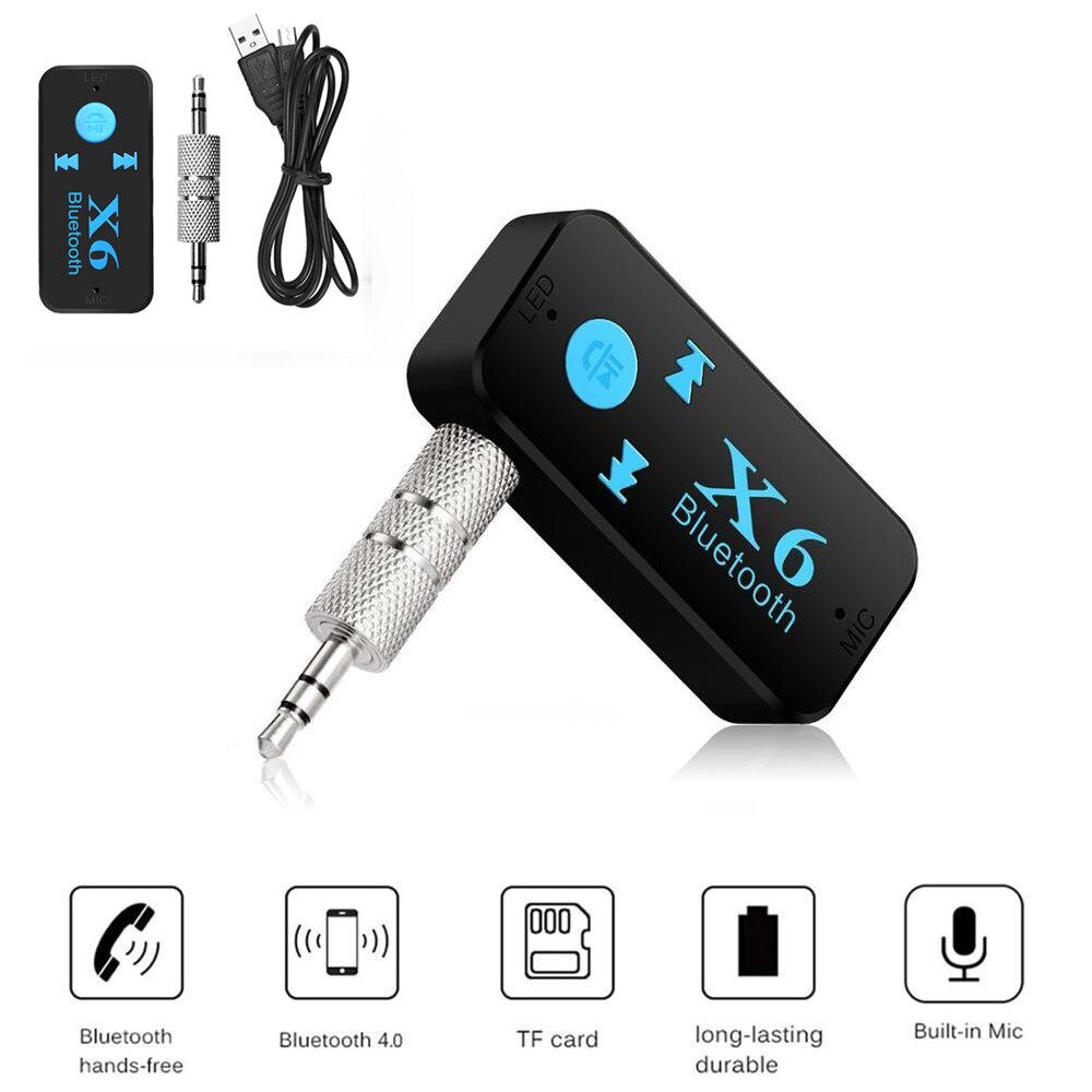 X6 Universele Bluetooth Ontvanger V4.1 Ondersteuning Tf-kaart Handenvrij Muziekspeler Telefoon Auto Aux In/Output Bluetooth Adapter Receptor
