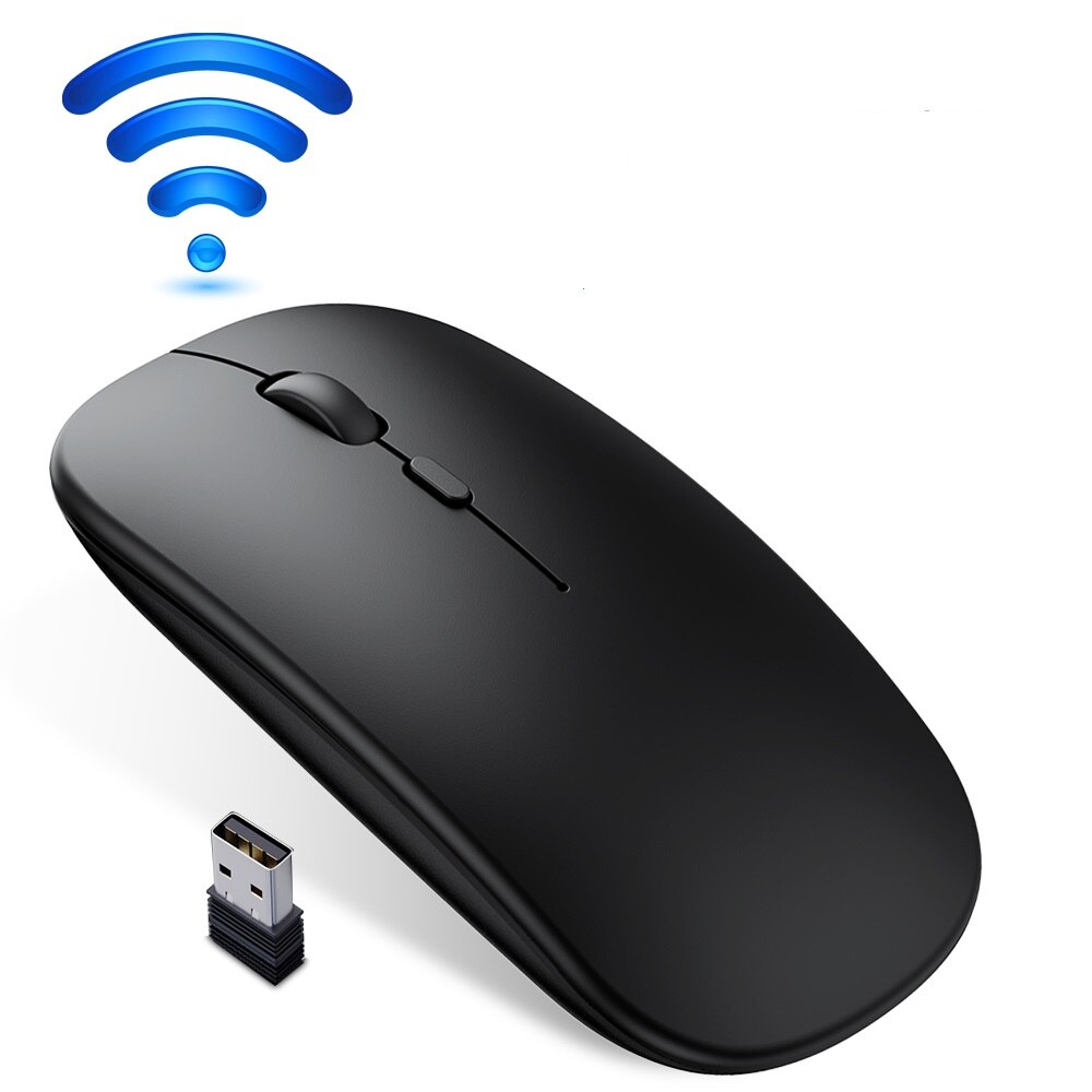Bluetooth Draadloze Muis Computer Muis Usb Oplaadbare Muis Wirelesss Stille Mause Optical Gamer Muizen Voor Laptop Ipad Telefoon: Wireless Blcak