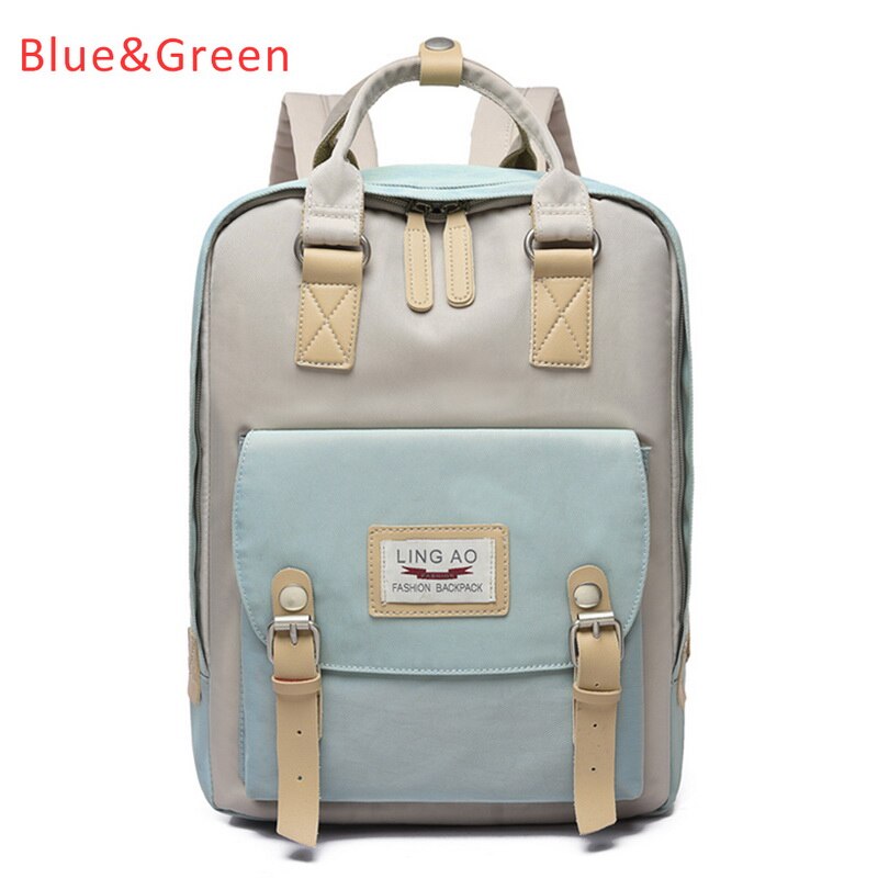 Candy Women Canvas Backpack Waterproof Feminina Laptop Backpack Pink Patchwork School Backpacks Bags For Teenage Girls: F
