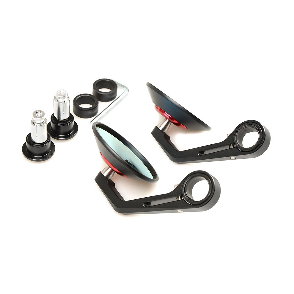 Universal Motorrad CNC Aluminium Blau Glas Rückansicht Seiten Runde Spiegel Griff Bar End Spiegel Racing adapter Für Street Bike: Rot