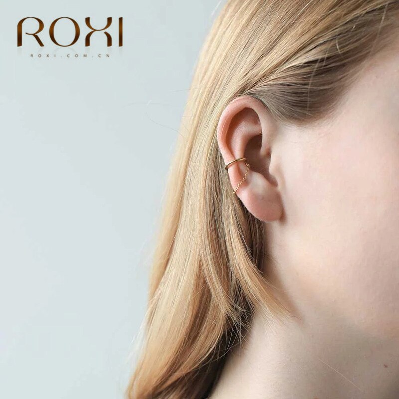 ROXI Prata Esterlina 925 Cadeia de Borla Ear Cuff Clipe Brinco Para As Mulheres Coreano Jóias Indiano Femme 2019 Earcuff Do Punk Longo brinco