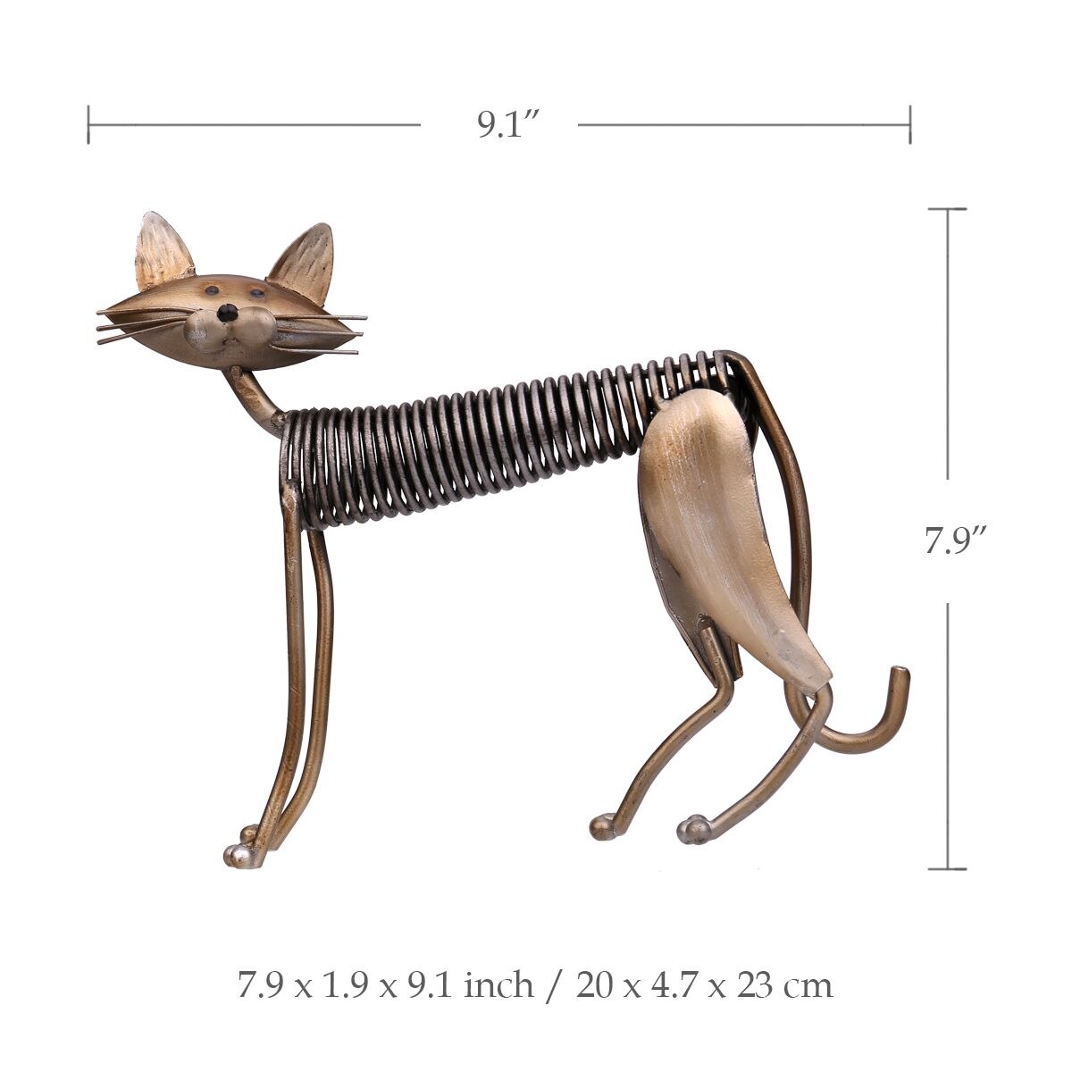 Escultura de Metal para gato, artesanías de hierro hechas con resorte, adornos de decoración para el hogar, sala de estar y oficina